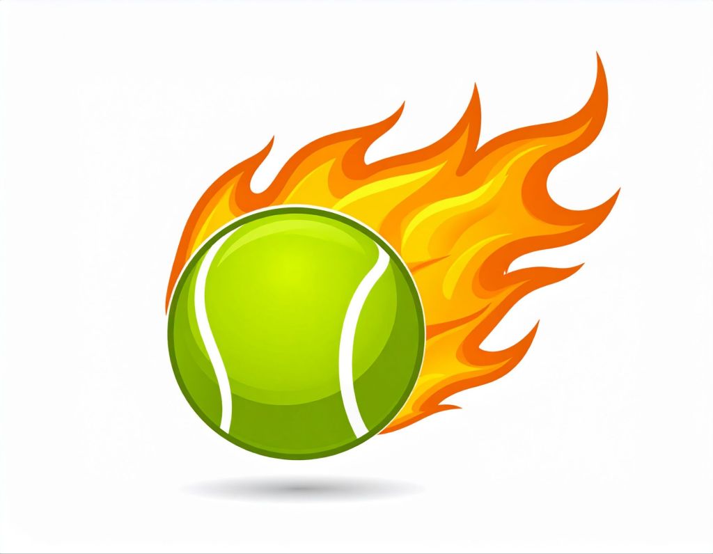 Tennis Ball With Flames Icon