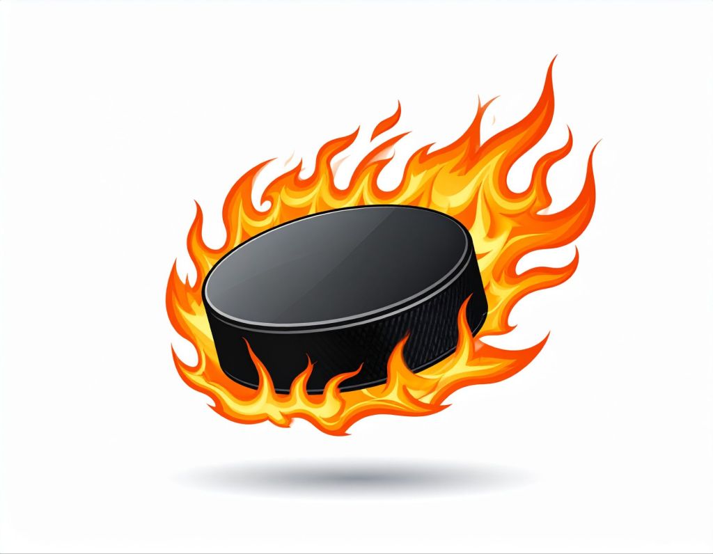 Hockey Puck With Flames Icon