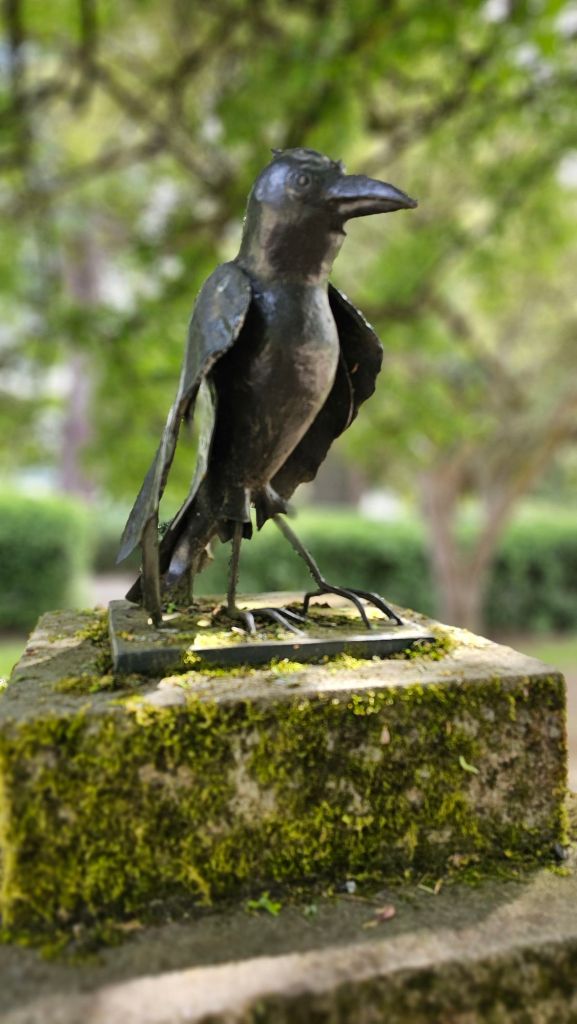 Metal Crow Statue