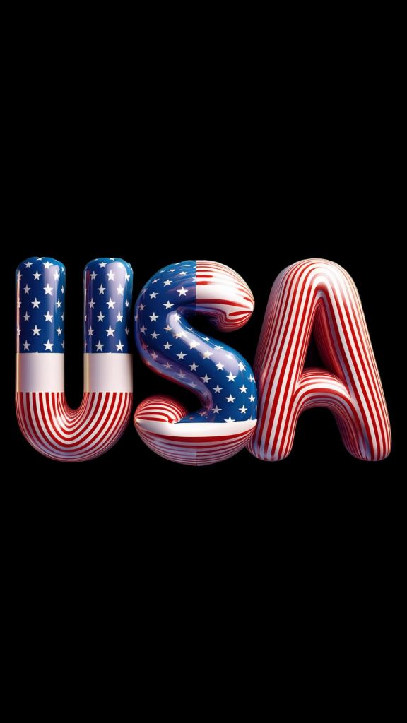 USA In Bubble Letters