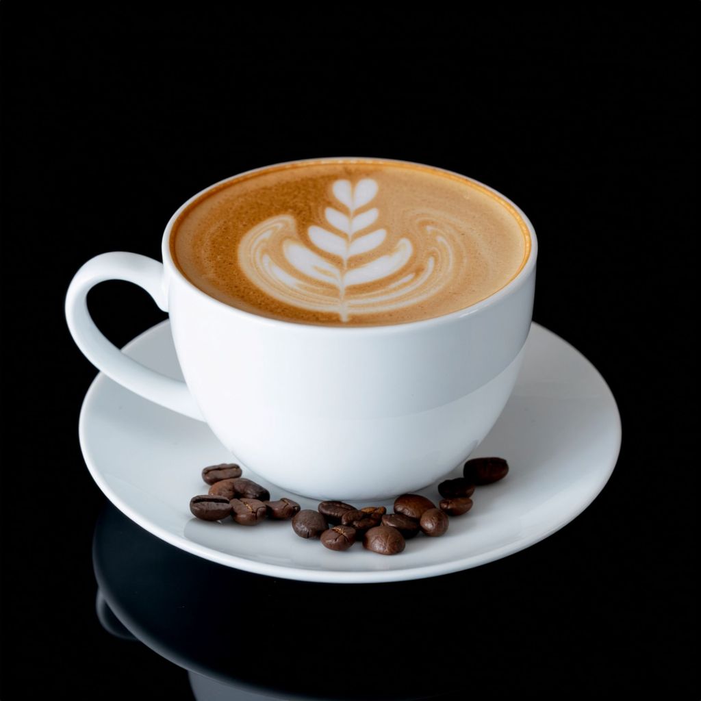 A Mocha In A White Mug With Latte Art