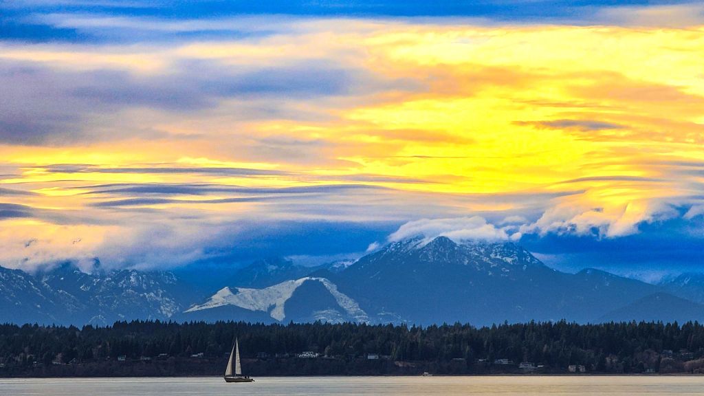 Sunset Over The Olympic Mountains