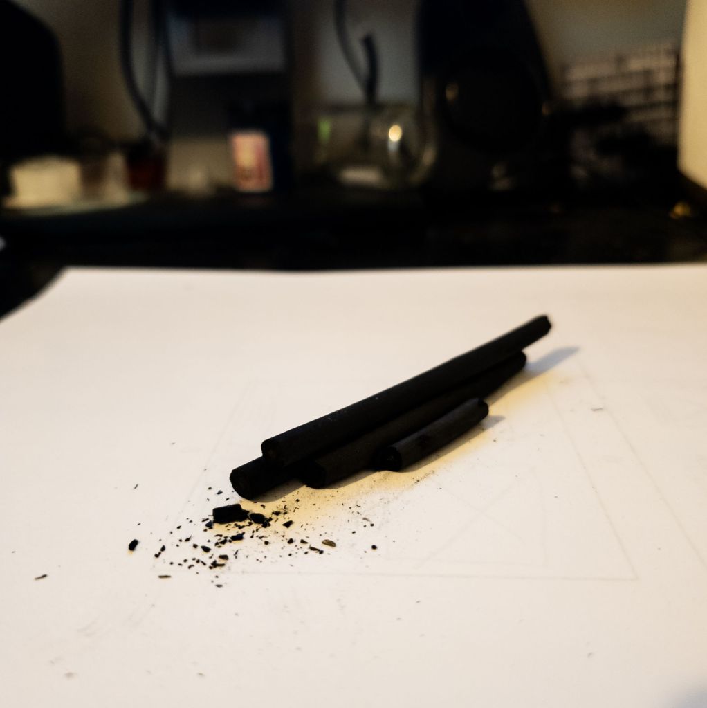Close Up Of Drawing Charcoal Sticks